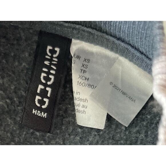 HM Nirvana Tie Dye Sweatshirt Women XS Gray Oversized Grunge - Picture 3 of 9